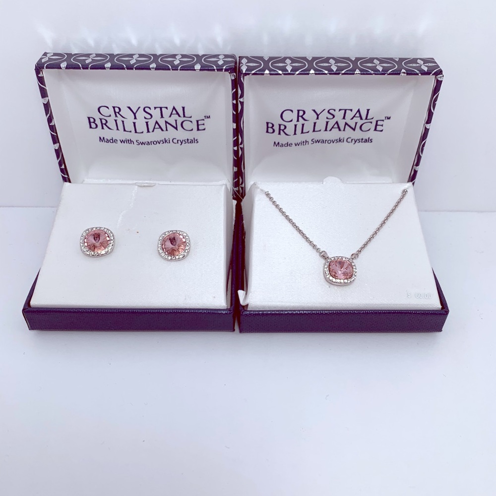 New‼️Cristal Brilliance Set of necklace+earrings - Picture 1 of 7